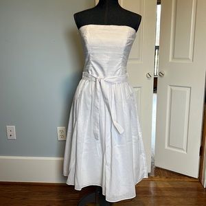 Molly strapless white tea length dress size 8
